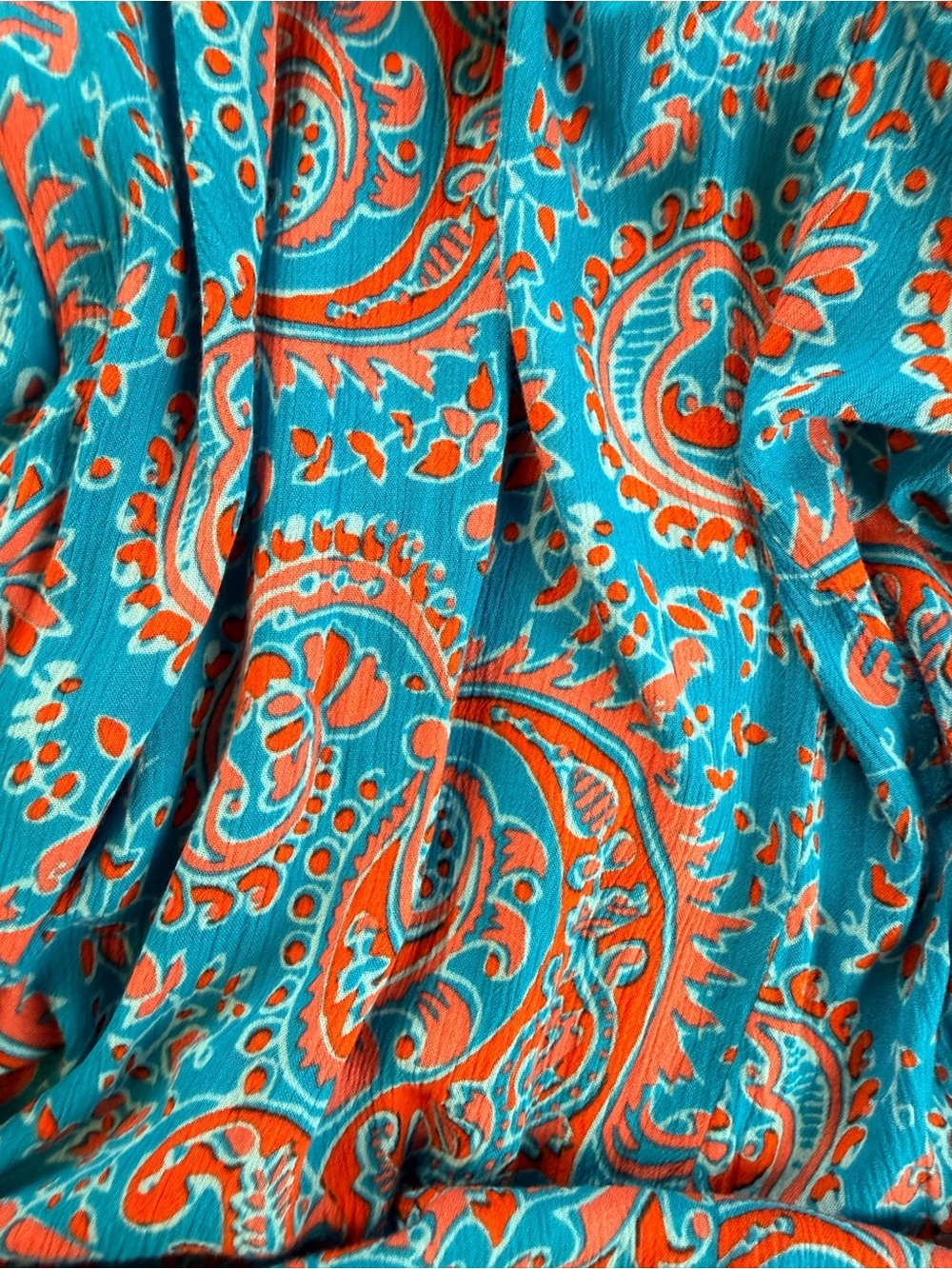 East 5th Boho Paisley Maxi Skirt Large Blue Orange‎ Smocked Waist Festival Skirt - Picture 4 of 7
